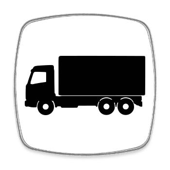 Lkw Silhouette - Viereckiger Kühlschrankmagnet - Weiß - Vorne