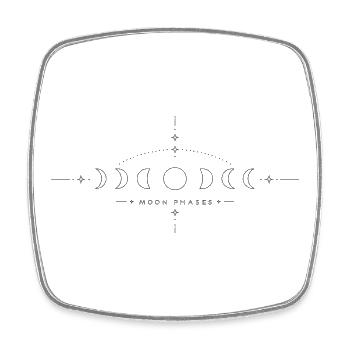 Chronique des phases de lune – Couronne en italique - Magnet carré - blanc - Devant