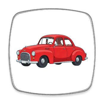 Voiture rétro rouge - Magnet carré - blanc - Devant