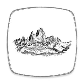 Silhouette de Fitz Roy | Conception du Sommet de la Patagonie | - Magnet carré - blanc - Devant