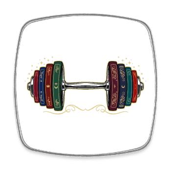 Gym Rat & Books - Square fridge magnet - white - Front