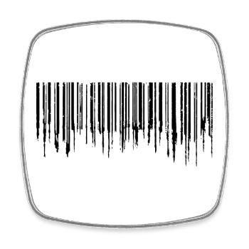 Code-barres - Noir - Magnet carré - blanc - Devant