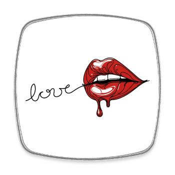 Crimson Drip - Red Lips Line Art - Magnet carré - blanc - Devant