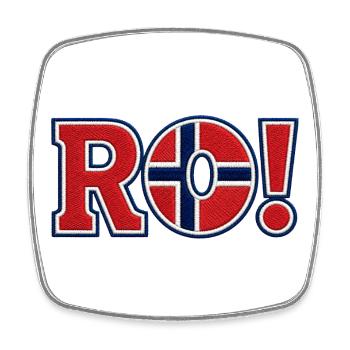 RO ! Design de support brodé en Norvège - Magnet carré - blanc - Devant