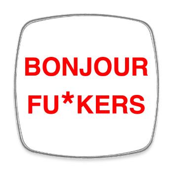 Bonjour Rebel Typo Graphic - Viereckiger Kühlschrankmagnet - Weiß - Vorne