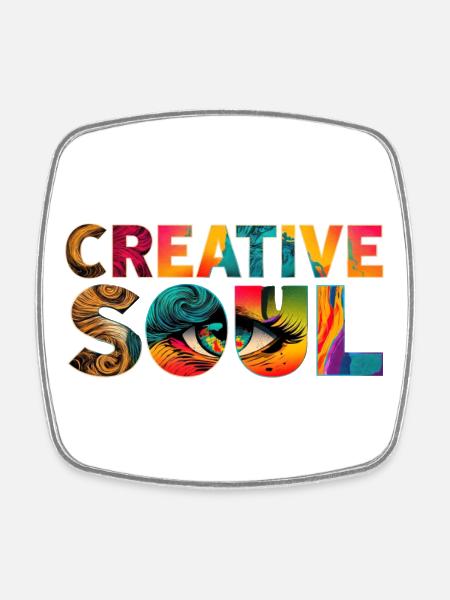 Creative Soul Colorful Artist Saying - Square fridge magnet - white