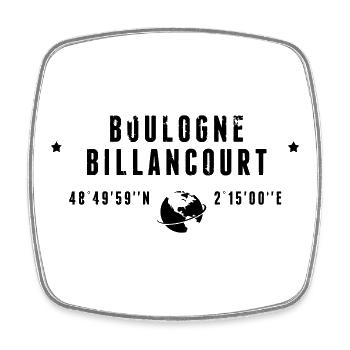 Boulogne Billancourt GPS-Koordinaten Globus - Viereckiger Kühlschrankmagnet - Weiß - Vorne