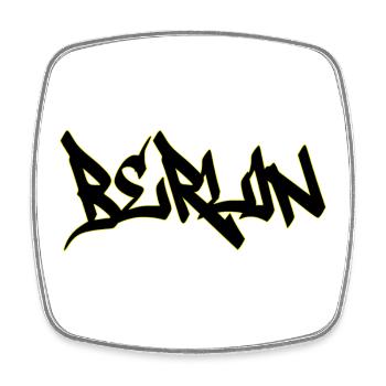 Berlin Graffiti - Viereckiger Kühlschrankmagnet - Weiß - Vorne