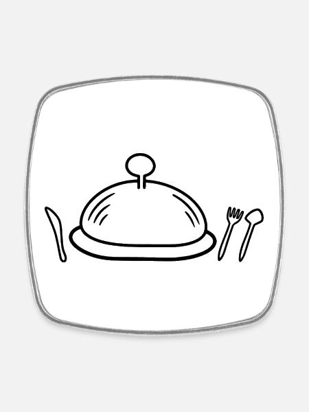 I eat, therefore I am - Square fridge magnet - white