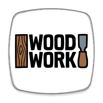 Wood Work Schriftzug Logo - Viereckiger Kühlschrankmagnet - Weiß - Vorne