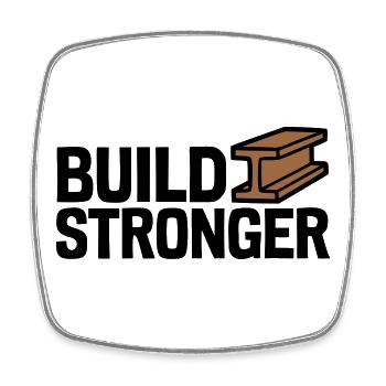 Build Stronger Logo - Viereckiger Kühlschrankmagnet - Weiß - Vorne