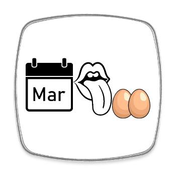 MRZ LCK EIER, Humor, MÄRZ LECK EIER  - Viereckiger Kühlschrankmagnet - Weiß - Vorne
