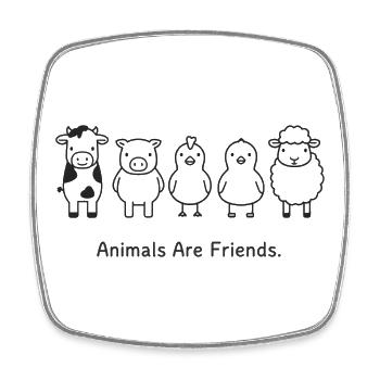 Les animaux sont des amis Droits véganes des animaux - Magnet carré - blanc - Devant