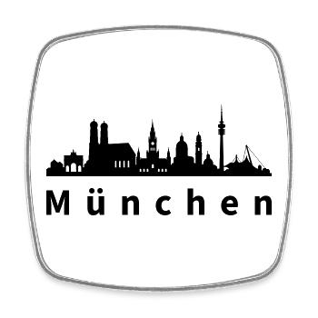 Skyline München - Viereckiger Kühlschrankmagnet - Weiß - Vorne