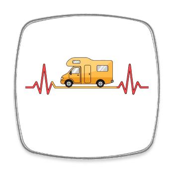 Camping love with the heartbeat and motorhome - Square fridge magnet - white - Front