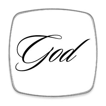 God Cursive Calligraphy Modern Faith Design - Square fridge magnet - white - Front