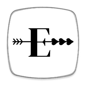 Buchstabe e Pfeil Herz - Viereckiger Kühlschrankmagnet - Weiß - Vorne