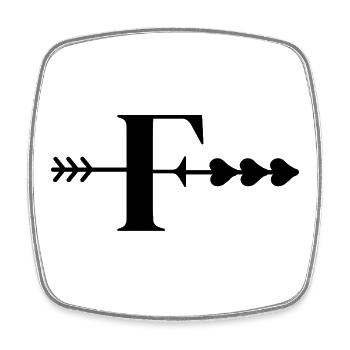 Letter f arrow heart - Square fridge magnet - white - Front