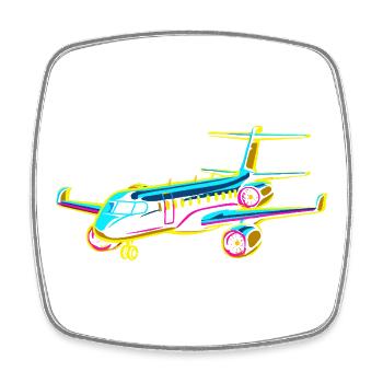 Airplane Comic Style - Square fridge magnet - white - Front