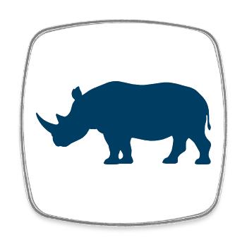 Silhouette de rhinocéros en bleu profond - Magnet carré - blanc - Devant