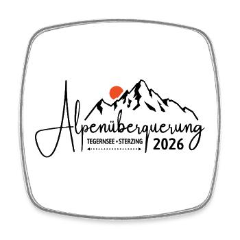 Alpenüberquerung 2026 Tegernsee Sterzing Wandern - Viereckiger Kühlschrankmagnet - Weiß - Vorne
