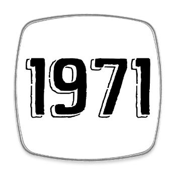 1971 - Square fridge magnet - white - Front