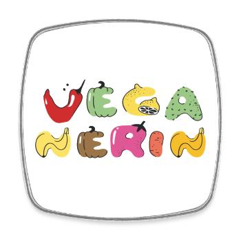 Vegan Colorful Vegetable Letters - Square fridge magnet - white - Front