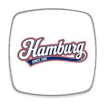Hamburg - Hansestadt - Alster - Elbe - Michel - Viereckiger Kühlschrankmagnet - Weiß - Vorne