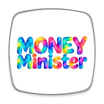 Money Minister – Große Pläne, kleines Budget - Viereckiger Kühlschrankmagnet - Weiß - Vorne