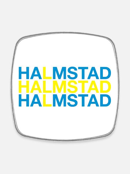 HALMSTAD Schweden Schwedische Flagge Swedish Flag - Viereckiger Kühlschrankmagnet - Weiß