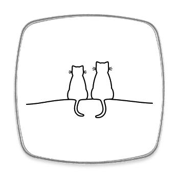 Katzen Silhouette Pärchen Geschenkidee - Viereckiger Kühlschrankmagnet - Weiß - Vorne