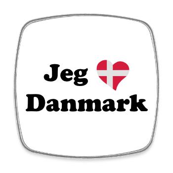 Jeg elsker Danmark - J'aime le Danemark - Magnet carré - blanc - Devant