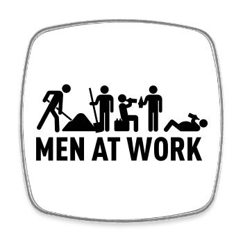 men at work - männer bei der arbeit - bauarbeiter - Viereckiger Kühlschrankmagnet - Weiß - Vorne