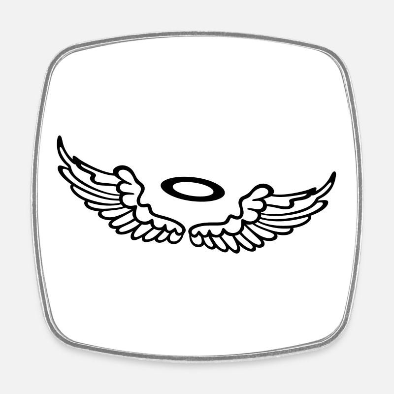 Petites ailes, ailes d'ange avec halo. - Magnet carré - blanc