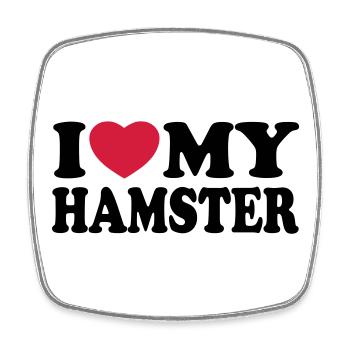 I love my hamster - Ich liebe mein Hamster - Viereckiger Kühlschrankmagnet - Weiß - Vorne