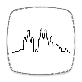 Kölner Skyline Kontur - Viereckiger Kühlschrankmagnet - Weiß - Vorne