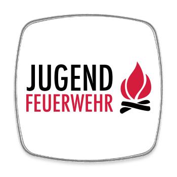 Jugend Feuerwehr mit Flamme - Viereckiger Kühlschrankmagnet - Weiß - Vorne