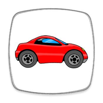 Auto Kinder, rotes Auto - Viereckiger Kühlschrankmagnet - Weiß - Vorne