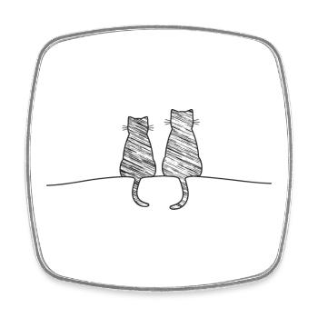Chat croquis par une jolie paire de chats - Magnet carré - blanc - Devant