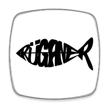 Rüganer Fisch - Rügen - Magnet carré - blanc - Devant