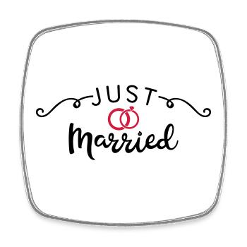 just married - Square fridge magnet - white - Front