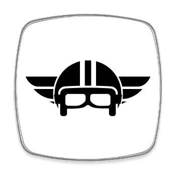 Vintage Motorradhelm mit Flügel - Viereckiger Kühlschrankmagnet - Weiß - Vorne