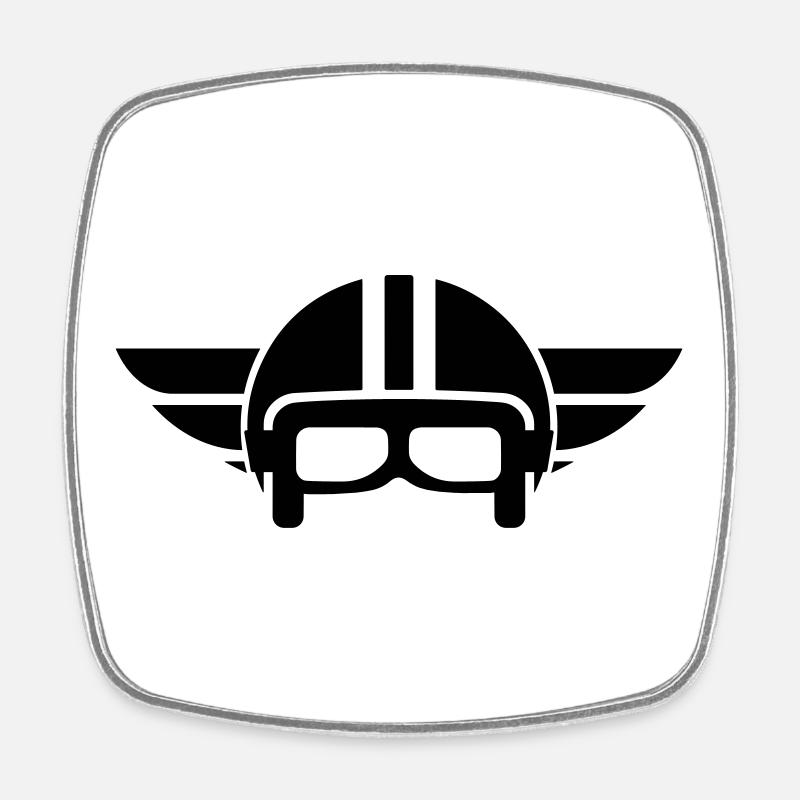 Vintage motorcycle helmet with wings - Square fridge magnet - white