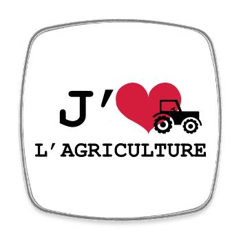 J'aime l'agriculture ! - Magnet carré - blanc - Devant