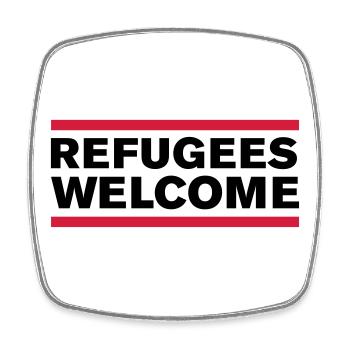 politik refugees welcome - Viereckiger Kühlschrankmagnet - Weiß - Vorne
