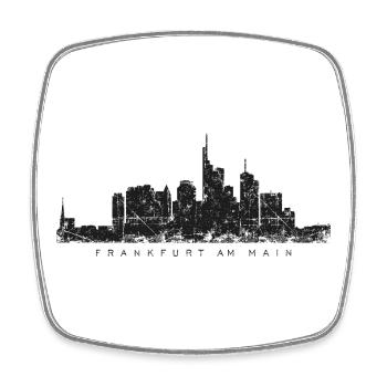 Frankfurt am Main Skyline (Vintage/Schwarz) - Viereckiger Kühlschrankmagnet - Weiß - Vorne