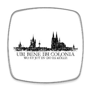 UBI BENE IBI COLONIA Kölner Skyline von Köln - Viereckiger Kühlschrankmagnet - Weiß - Vorne
