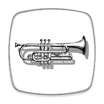 Trumpet with Shadow - Square fridge magnet - white - Front