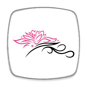 Lotus mit Tribal, Wellness, Yoga - Viereckiger Kühlschrankmagnet - Weiß - Vorne