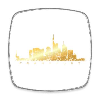 Frankfurter Skyline (Vintage Goldgelb) Frankfurt - Viereckiger Kühlschrankmagnet - Weiß - Vorne